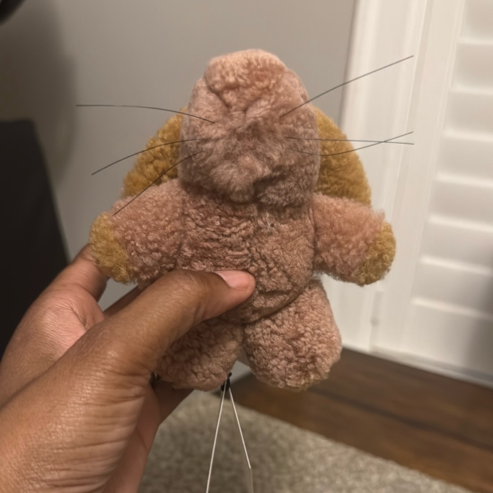 Coach Mini Plush Bunny Shoe Charm in Light Brown and Mustard